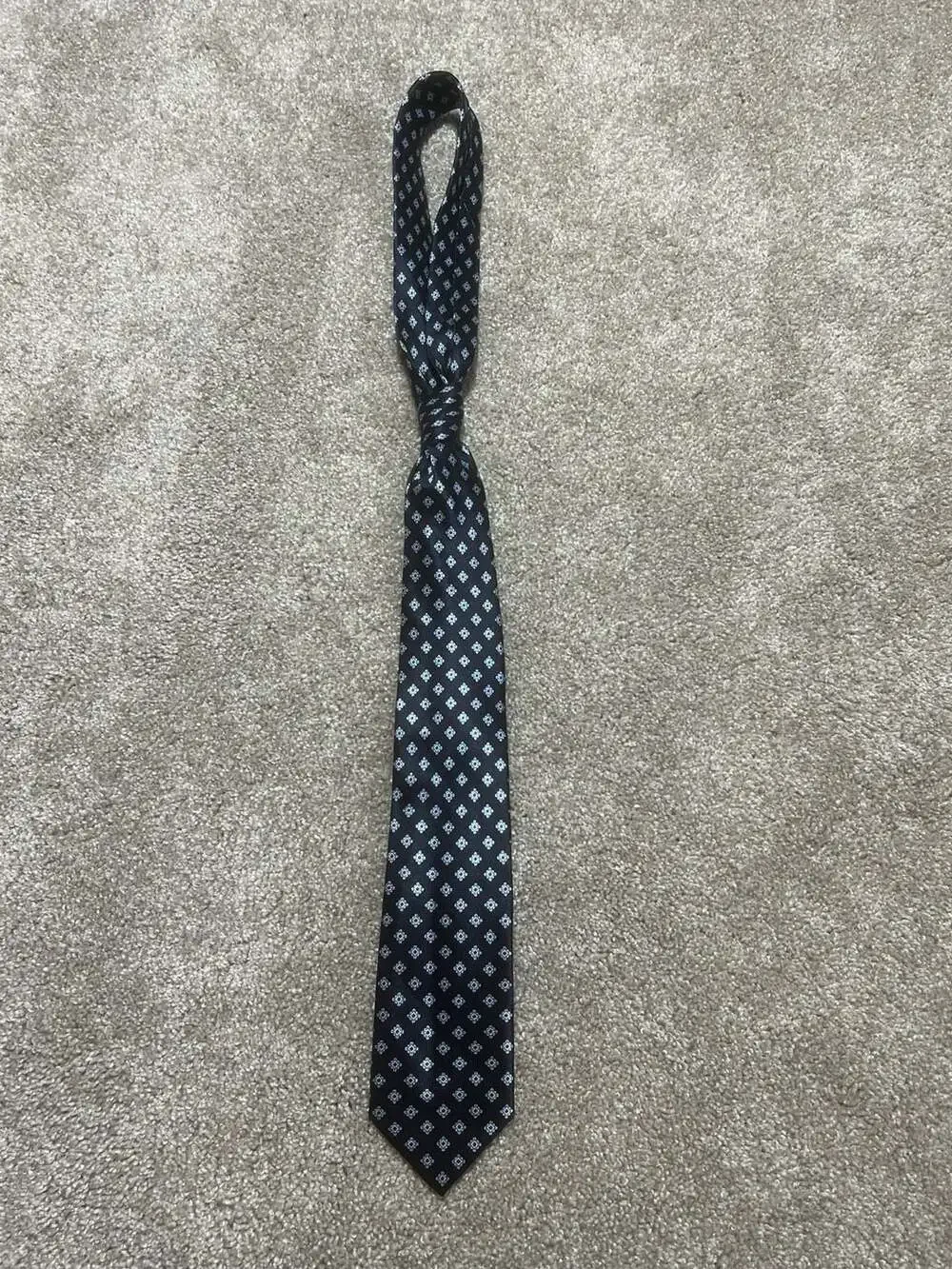 Lord & Taylor Boys Navy Blue Patterned Silk Tie